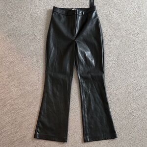 Aritzia Wilfred Black Faux Leather Flare Pants cropped size 2